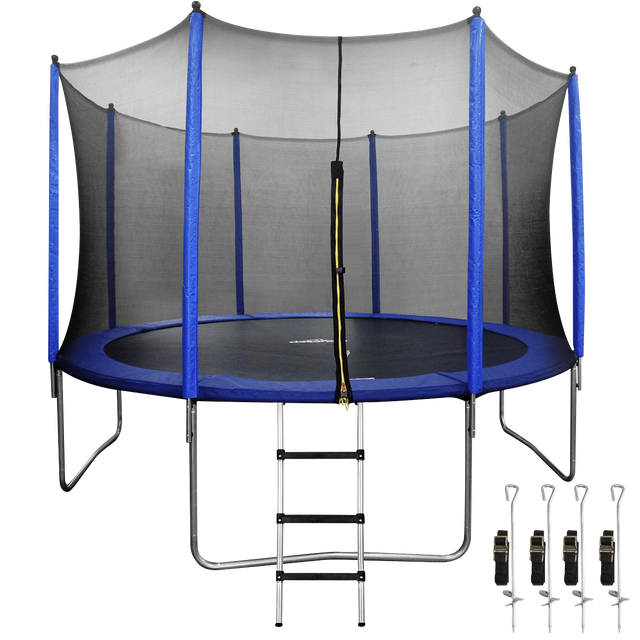 Dellonda DL95 Heavy-Duty Outdoor Trampoline with Safety Enclosure Net, Anchors & Ladder 12ft