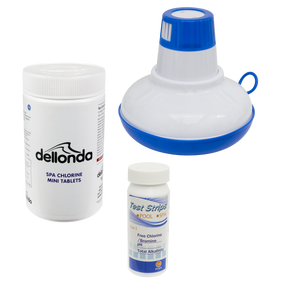 Dellonda DL97 Hot Tub/Spa & Swimming Pool Chlorine Pack includes Chlorine Mini Tabs 1kg, Chemical Floaters & 3-in-1 Test