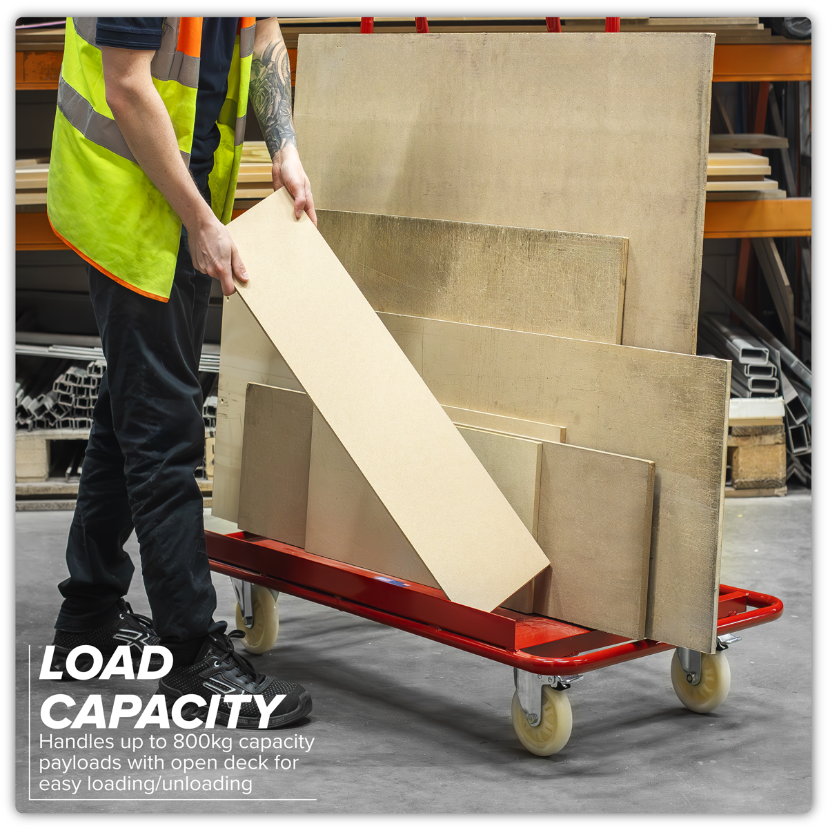 Sealey DWC01 Plasterboard Trolley Large Sheet Handling 800kg Capacity - additional view 2