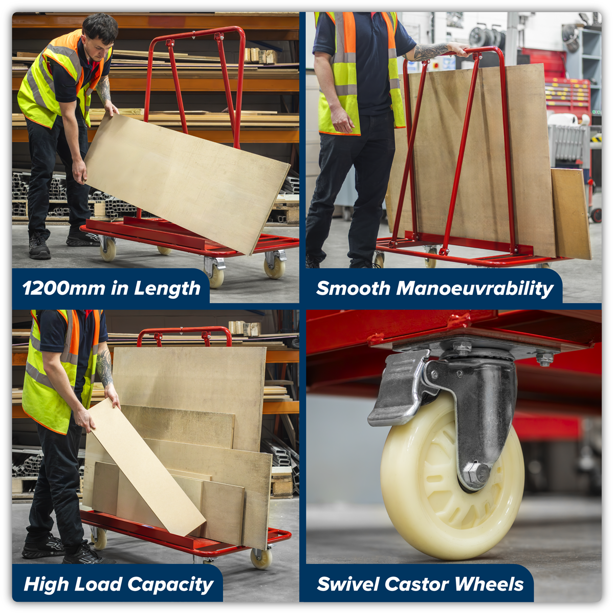 Sealey DWC01 Plasterboard Trolley Large Sheet Handling 800kg Capacity - additional view 9