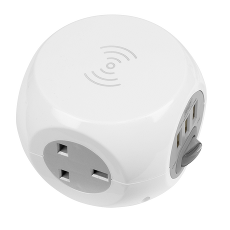 Sealey EL144WC 1.4m Extension Cable Cube & Wireless Charging Pad 3 x 230V & 3 x USB - additional view 2