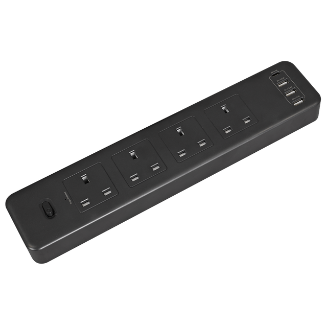 Sealey EL34USBB 2.6m Extension Lead with USB Ports - Black