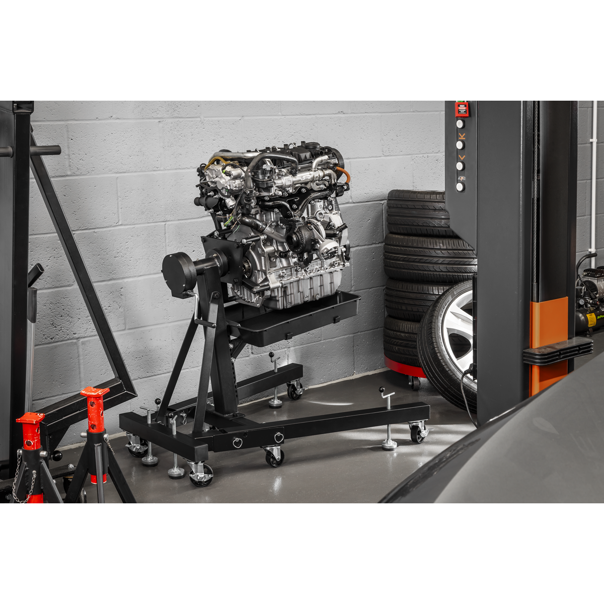 Sealey ES680DS Viking Folding 360º Rotating Engine Stand with Geared Handle & Drain Pan - additional view 2