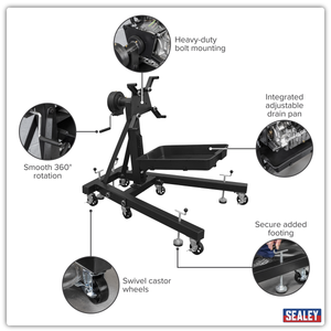 Sealey ES680DS Viking Folding 360º Rotating Engine Stand with Geared Handle & Drain Pan - additional view 15