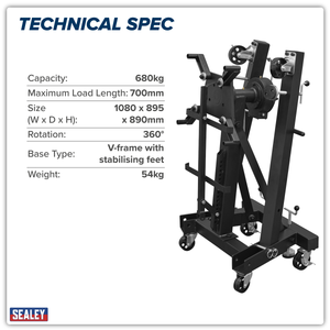 Sealey ES680DS Viking Folding 360º Rotating Engine Stand with Geared Handle & Drain Pan - additional view 11