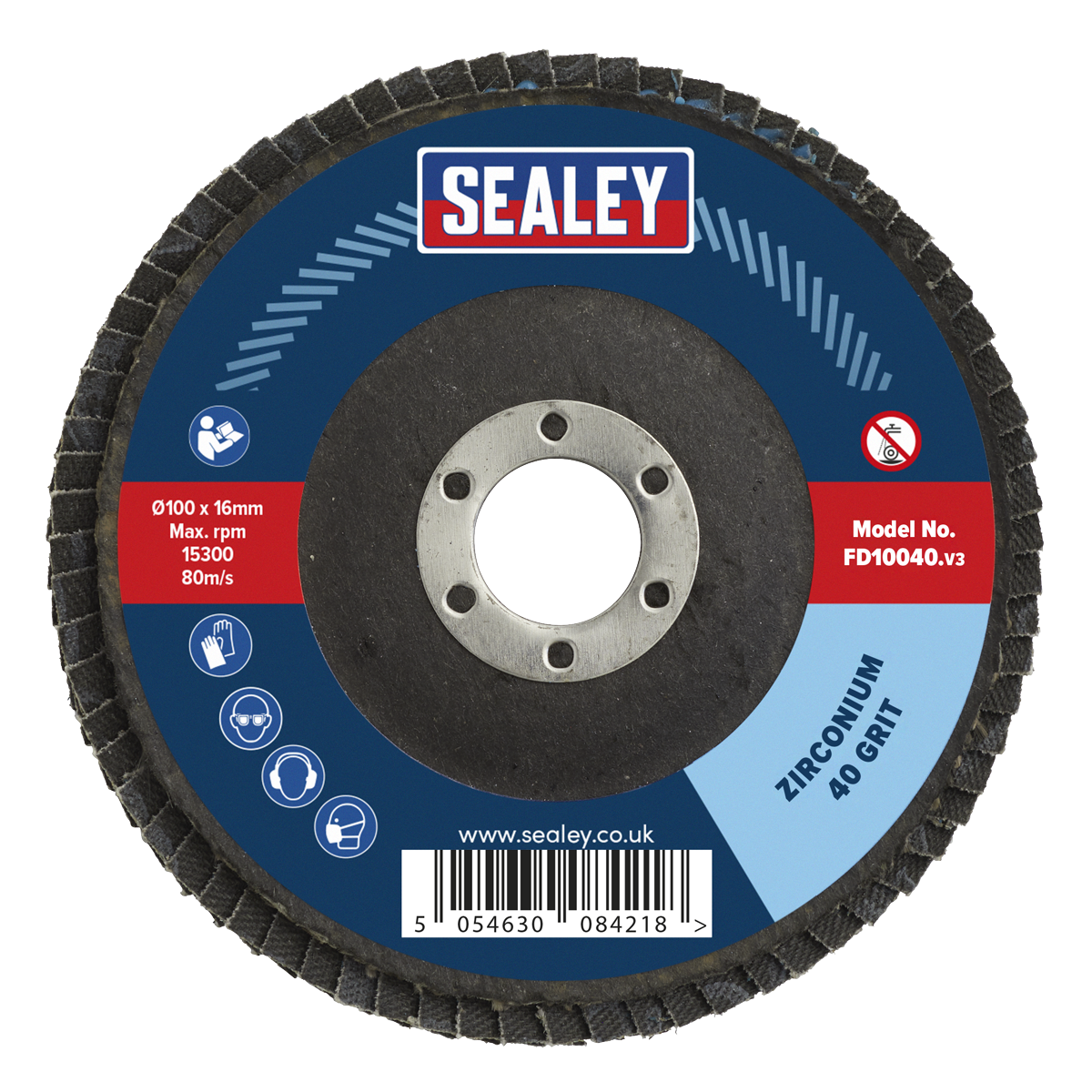 Sealey FD10040 100mm Zirconium Flap Disc 40Grit 16mm Bore - additional view 2