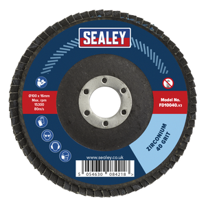 Sealey FD10040 100mm Zirconium Flap Disc 40Grit 16mm Bore - additional view 2