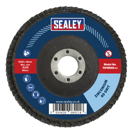 Sealey FD10040 100mm Zirconium Flap Disc 40Grit 16mm Bore - additional view 2