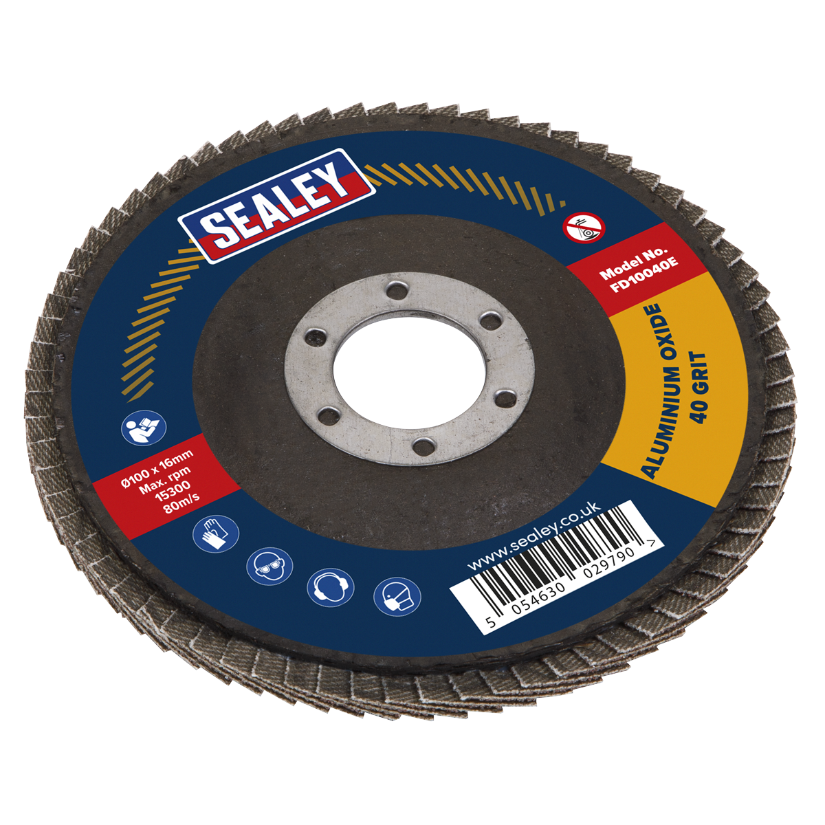 Sealey FD10040E 100mm Aluminium Oxide Flap Disc 40Grit 16mm Bore