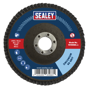 Sealey FD10060 100mm Zirconium Flap Disc 60Grit 16mm Bore - additional view 5