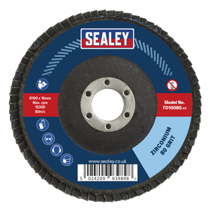 Sealey FD10080 100mm Zirconium Flap Disc 80Grit 16mm Bore - additional view 3