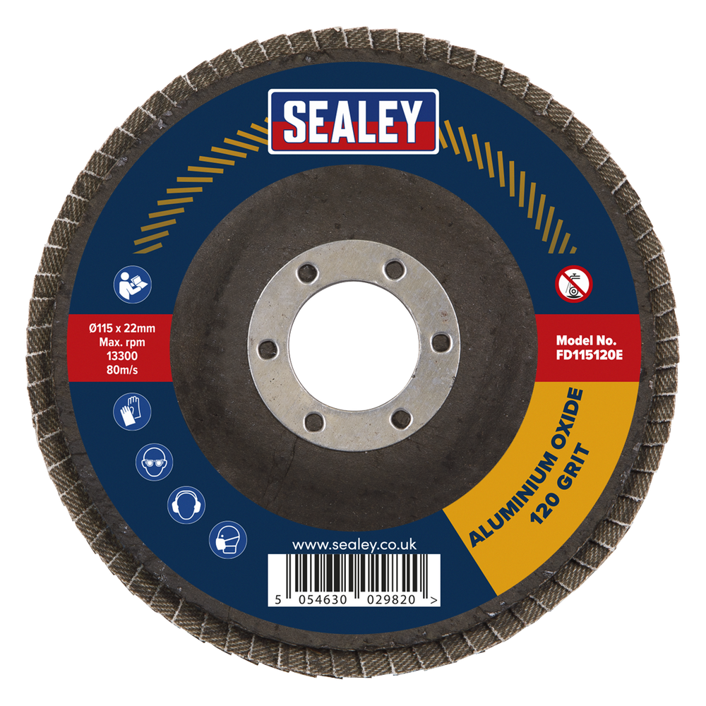 Sealey FD115120E10 115mm Aluminium Oxide Flap Discs 120Grit 22mm Bore - Pack of 10 - additional view 6