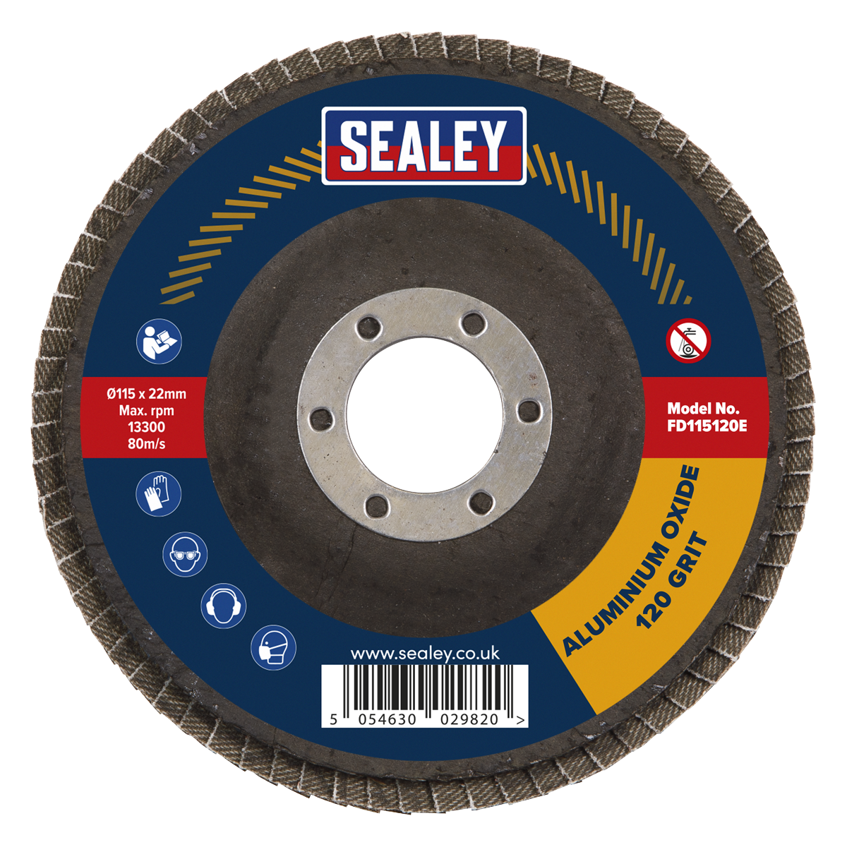 Sealey FD115120E10 115mm Aluminium Oxide Flap Discs 120Grit 22mm Bore - Pack of 10 - additional view 6