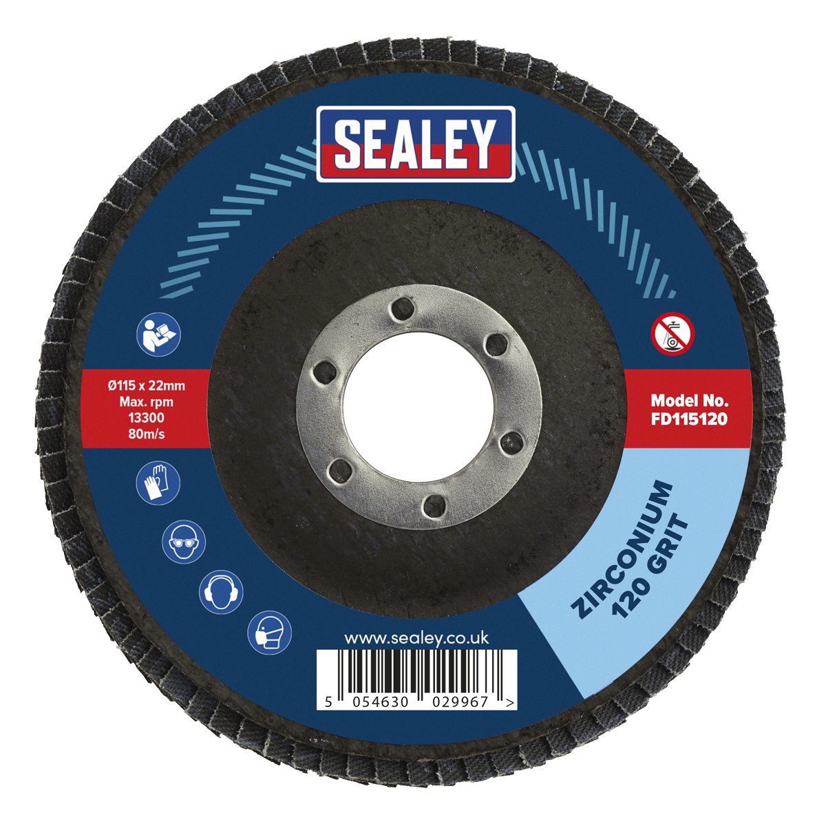 Sealey FD115120 115mm Zirconium Flap Disc 120Grit 22mm Bore - additional view 3