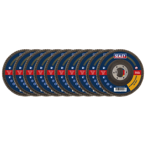 Sealey FD11540E10 115mm Aluminium Oxide Flap Discs 40Grit 22mm Bore - Pack of 10