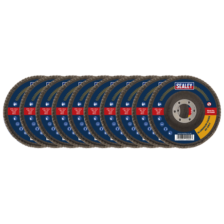 Sealey FD11540E10 115mm Aluminium Oxide Flap Discs 40Grit 22mm Bore - Pack of 10