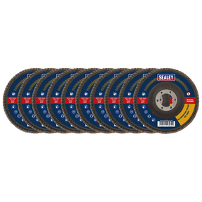 Sealey FD11560E10 115mm Aluminium Oxide Flap Discs 60Grit 22mm Bore - Pack of 10