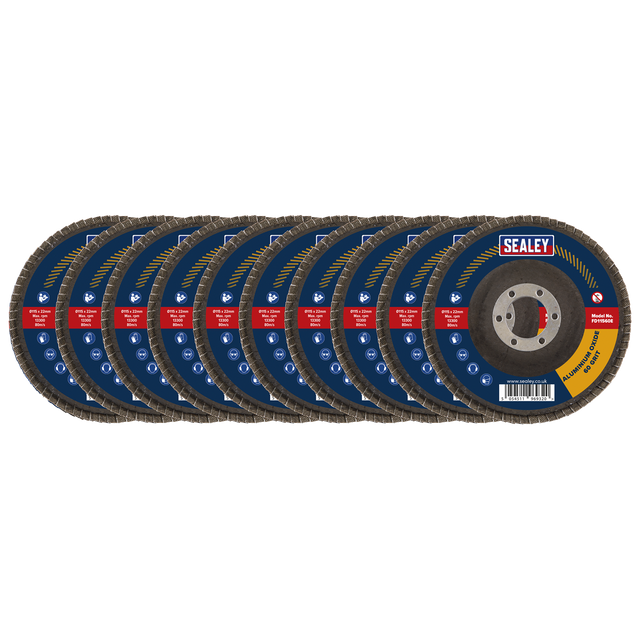 Sealey FD11560E10 115mm Aluminium Oxide Flap Discs 60Grit 22mm Bore - Pack of 10