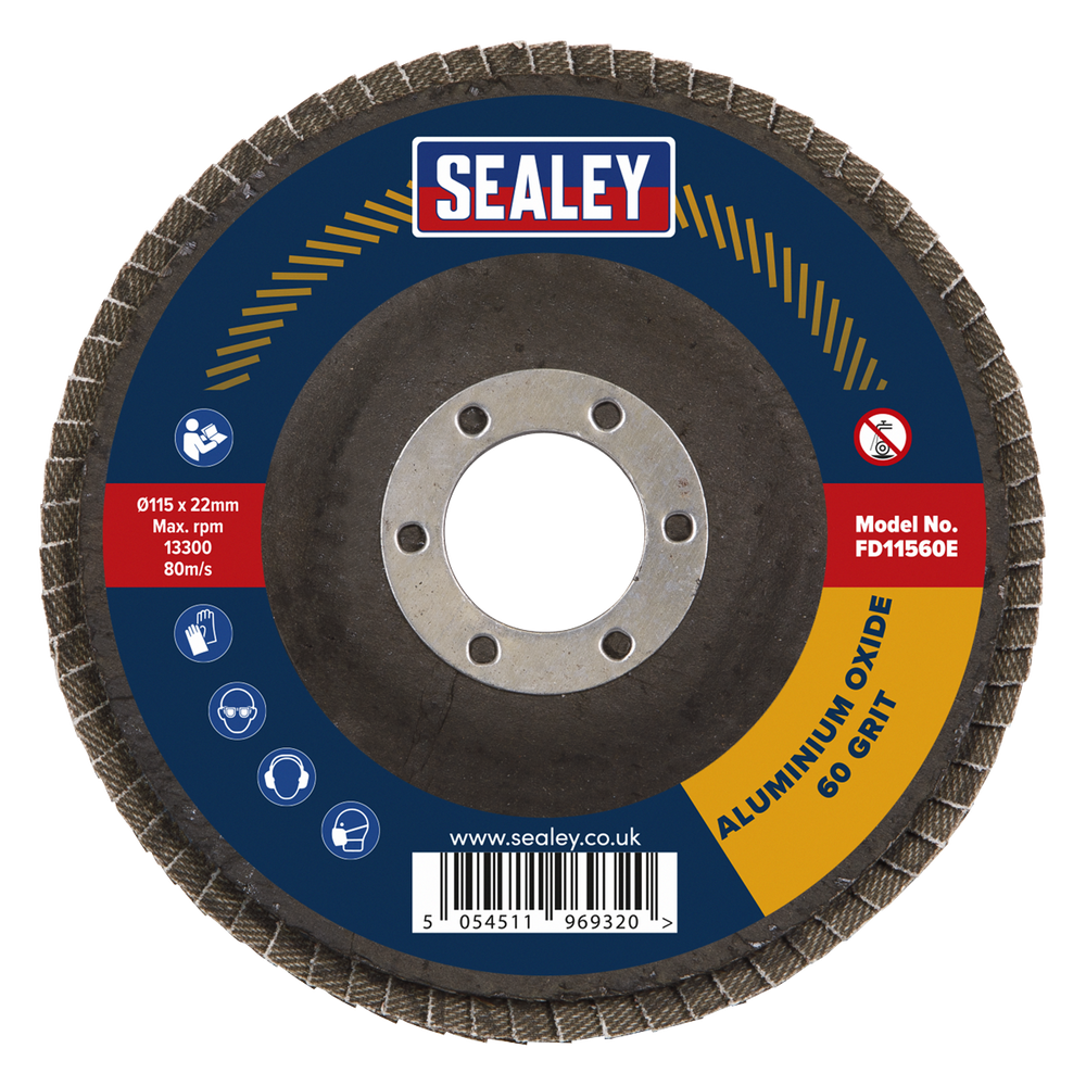 Sealey FD11560E10 115mm Aluminium Oxide Flap Discs 60Grit 22mm Bore - Pack of 10 - additional view 8
