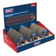 Sealey FD115EMIXDB 115mm Aluminium Oxide Flap Discs Assorted Grit 22mm Bore - Display Box of 60