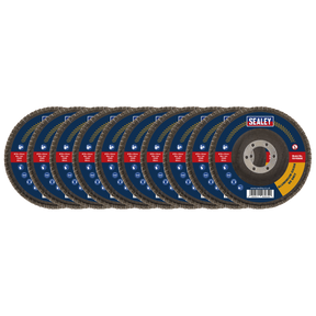 Sealey FD115EMIX 115mm Aluminium Oxide Flap Discs Assorted Grit 22mm Bore - Pack of 10