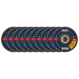 Sealey FD115EMIX 115mm Aluminium Oxide Flap Discs Assorted Grit 22mm Bore - Pack of 10