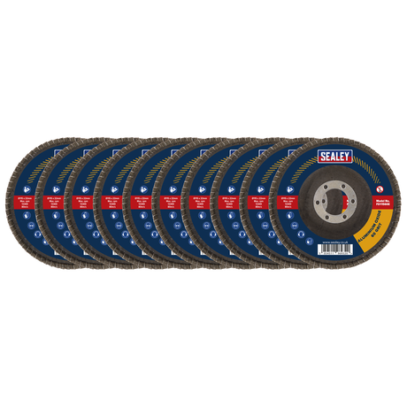 Sealey FD115EMIX 115mm Aluminium Oxide Flap Discs Assorted Grit 22mm Bore - Pack of 10