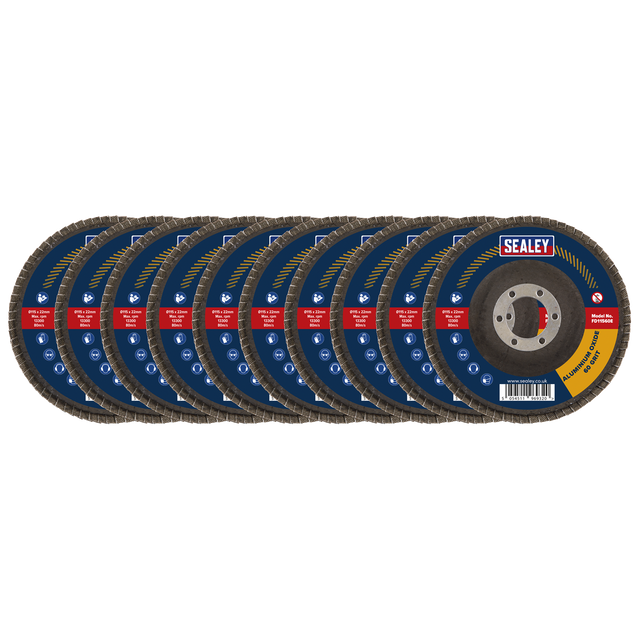 Sealey FD115EMIX 115mm Aluminium Oxide Flap Discs Assorted Grit 22mm Bore - Pack of 10