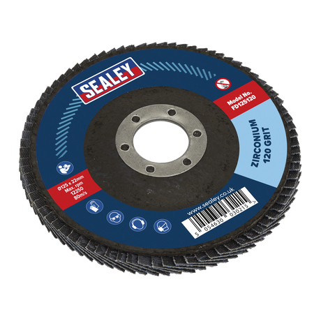 Sealey FD125120 125mm Zirconium Flap Disc 120Grit 22mm Bore