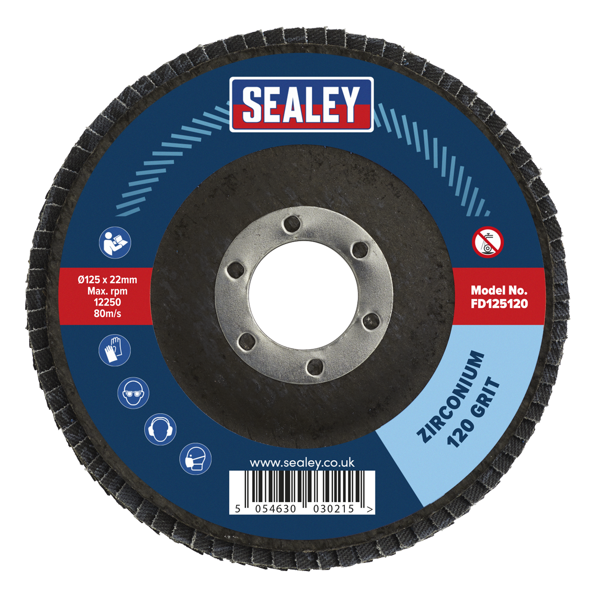 Sealey FD125120 125mm Zirconium Flap Disc 120Grit 22mm Bore - additional view 3