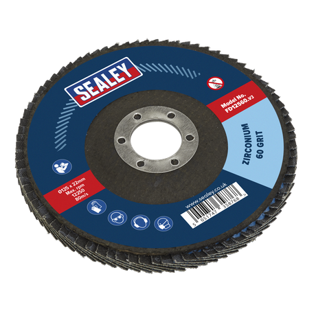 Sealey FD12560 125mm Zirconium Flap Disc 60Grit 22mm Bore