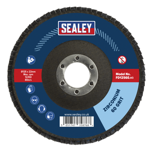 Sealey FD12560 125mm Zirconium Flap Disc 60Grit 22mm Bore - additional view 4