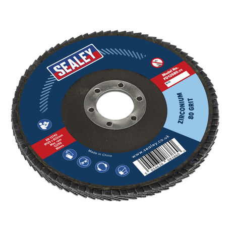 Sealey FD12580 125mm Zirconium Flap Disc 80Grit 22mm Bore