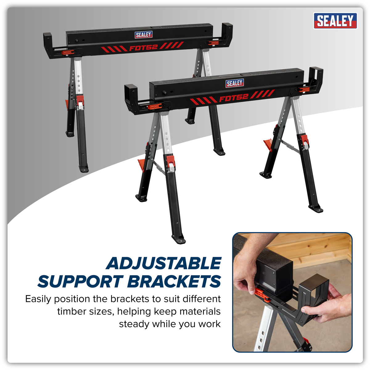Sealey FDT52 Adjustable Sawhorse Set 2pc - additional view 2