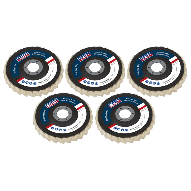Sealey FFD5 Felt Flap Disc Ø115mm Ø22mm Bore - Pack of 5