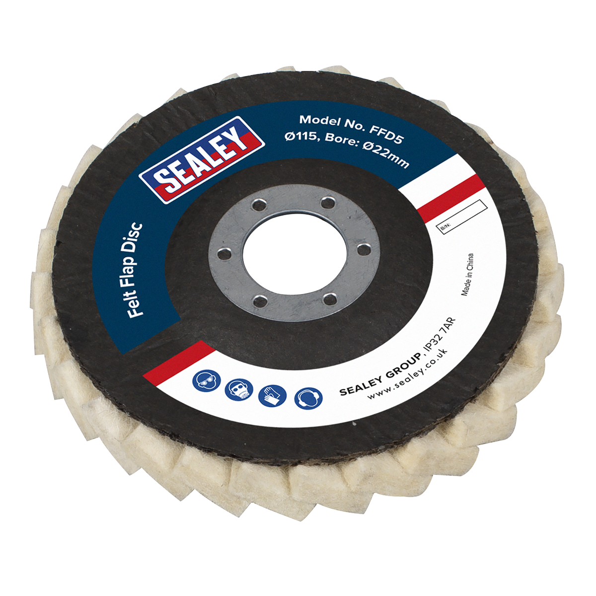 Sealey FFD5 Felt Flap Disc Ø115mm Ø22mm Bore - Pack of 5 - additional view 3