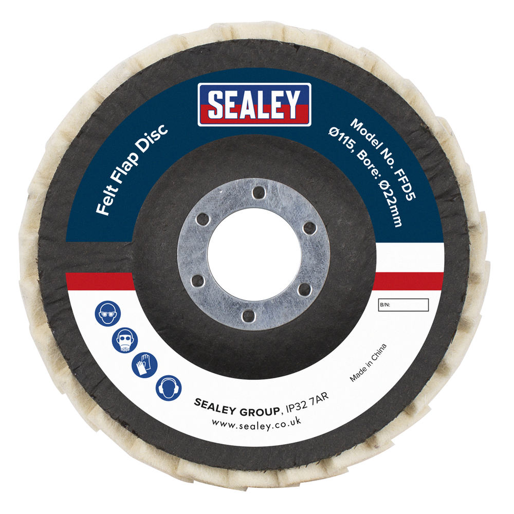 Sealey FFD5 Felt Flap Disc Ø115mm Ø22mm Bore - Pack of 5 - additional view 5