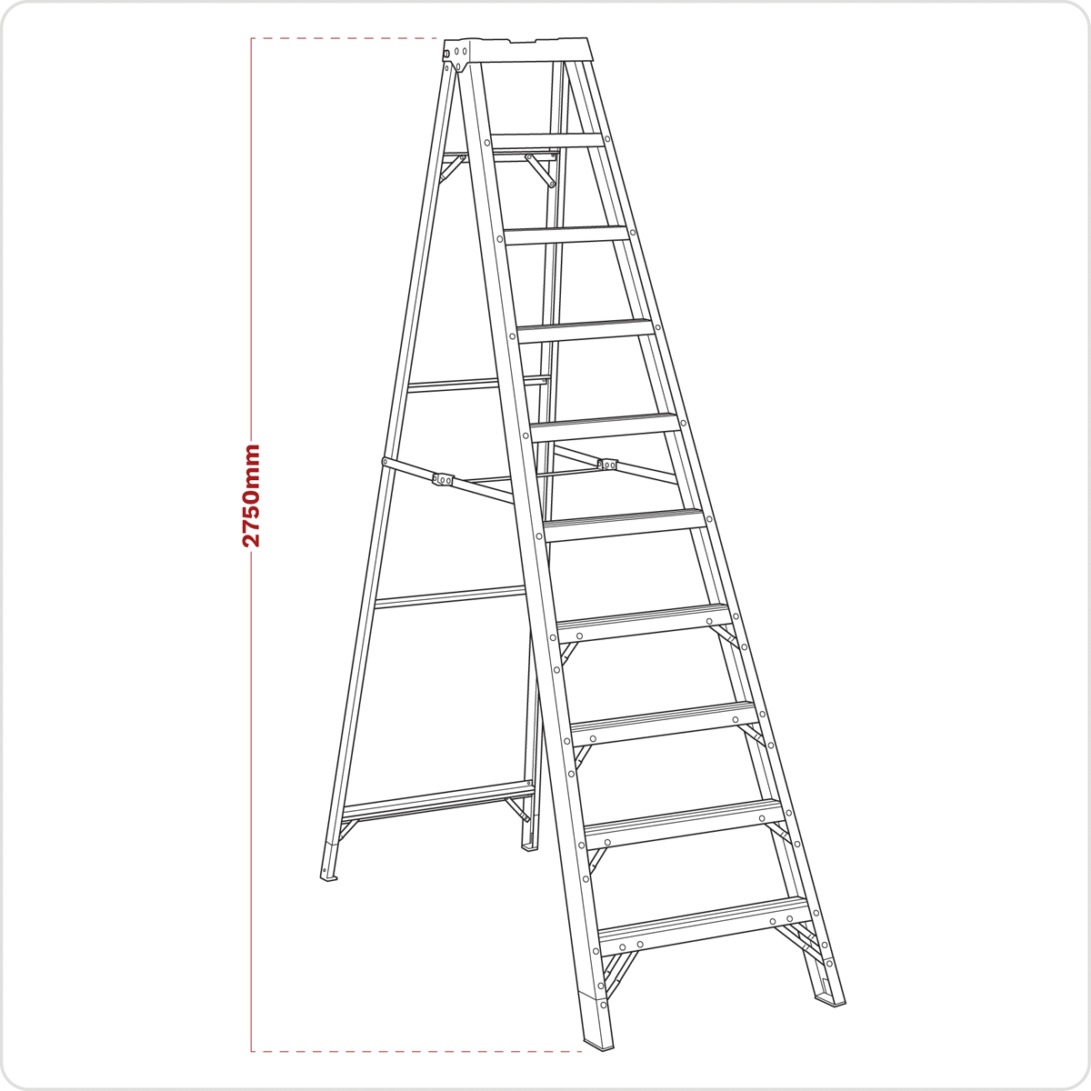 Sealey FSL10 Fibreglass Step Ladder 9-Tread - EN 131 - additional view 2