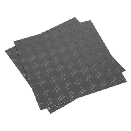 Sealey FT1S Vinyl Floor Tile with Peel & Stick Backing Silver Treadplate - Pack of 16