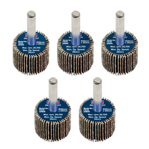 Sealey FW2520ASS 25 x 20mm Abrasive Flap Wheel with 6mm Shaft Assorted Grit - Pack of 5