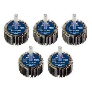 Sealey FW4020605 40 x 20mm Abrasive Flap Wheel with 6mm Shaft 60Grit - Pack of 5
