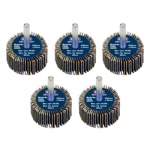 Sealey FW4020805 40 x 20mm Abrasive Flap Wheel with 6mm Shaft 80Grit - Pack of 5