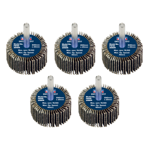 Sealey FW4020ASS 40 x 20mm Abrasive Flap Wheel with 6mm Shaft Assorted Grit - Pack of 5
