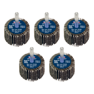 Sealey FW4030ASS 40 x 30mm Abrasive Flap Wheel with 6mm Shaft Assorted Grit - Pack of 5