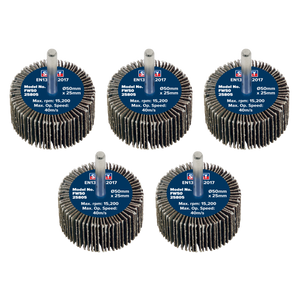 Sealey FW5025805 50 x 25mm Abrasive Flap Wheel with 6mm Shaft 80Grit - Pack of 5