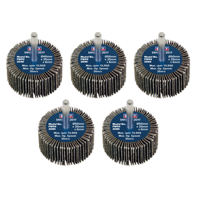 Sealey FW5025ASS 50 x 25mm Abrasive Flap Wheel with 6mm Shaft Assorted Grit - Pack of 5
