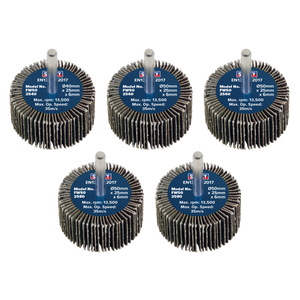Sealey FW5025ASS 50 x 25mm Abrasive Flap Wheel with 6mm Shaft Assorted Grit - Pack of 5