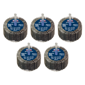 Sealey FW6030405 60 x 30mm Abrasive Flap Wheel with 6mm Shaft 40Grit - Pack of 5