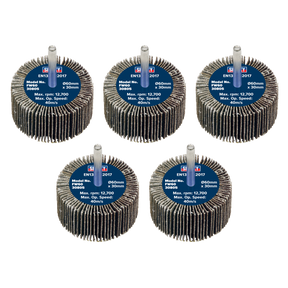 Sealey FW6030805 60 x 30mm Abrasive Flap Wheel with 6mm Shaft 80Grit - Pack of 5