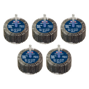 Sealey FW6030ASS 60 x 30mm Abrasive Flap Wheel on 6mm Shaft Assorted Grit - Pack of 5